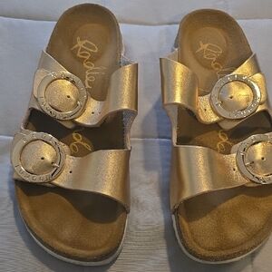 Gold Double Strap Sandals